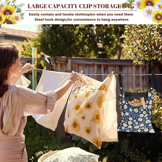 Clothes Pin Hanging Bag with Big Opening Storage Clothes Pins & Mini Clothespins