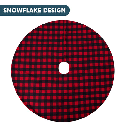 Joiedomi Christmas Tree Skirt 48Inch Buffalo Red and Black Plaid Decor for Xmas New Years Eve Holiday Party Indoor Decoration