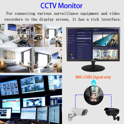 Benmiuko 22 inch Monitoring Display Screen Security Camera Monitor LCD Multi Functional Interface HDMI, BNC, VGA, AV, USB Input CCTV Computer Monitors Built in Speaker 1920x1080 Full HD