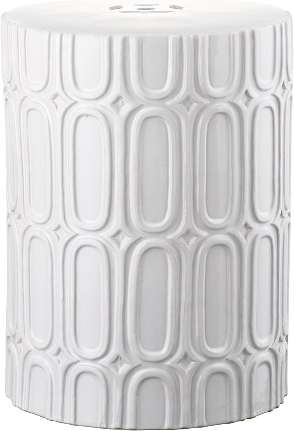 Safavieh Castle Gardens Collection Melody Antique White Glazed Ceramic Garden Stool