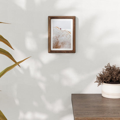 Dreamland 5x7 Picture Frame, USA-Sourced Walnut Wood Photo Frame with HD Tempered Glass, Wooden Frame Matted to 4x6, Handcrafted Rounded Corner for Tabletop or Wall Display