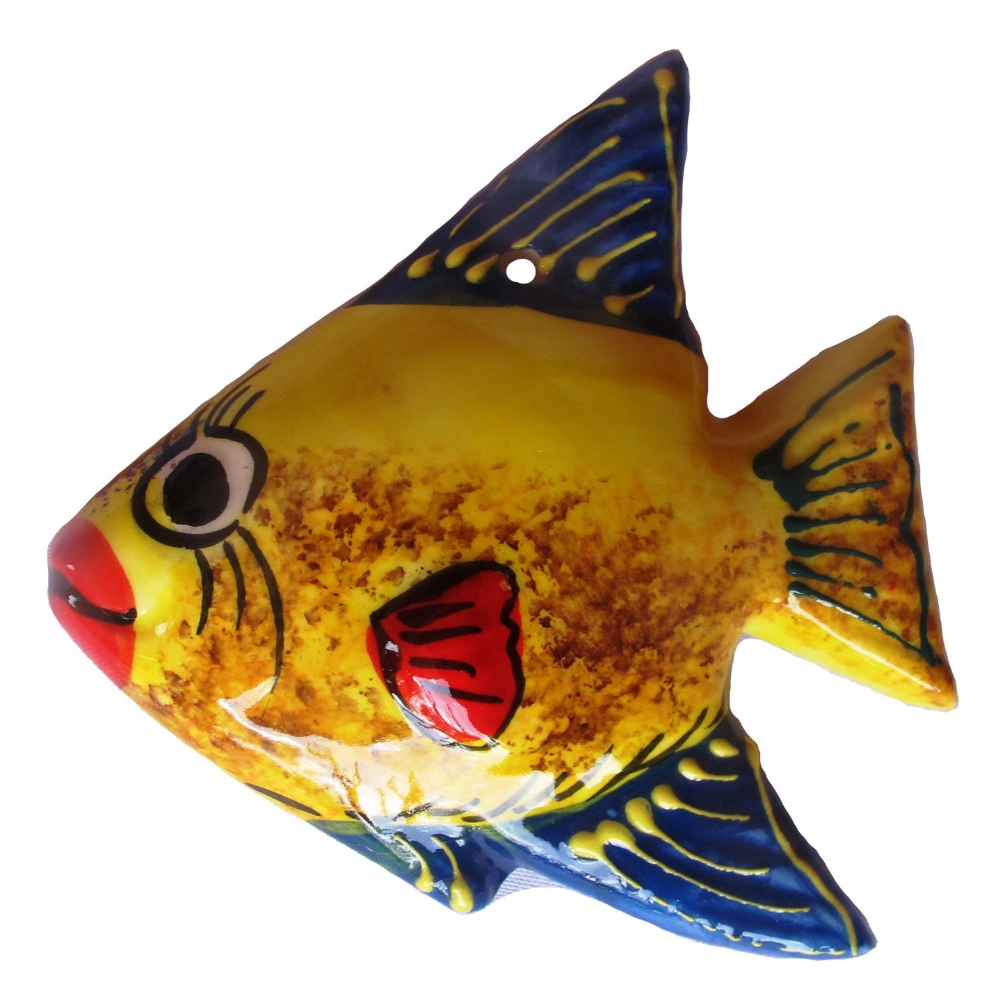 Cactus Canyon Ceramics Spanish Piranha Fish Wall Hanger, Yellow