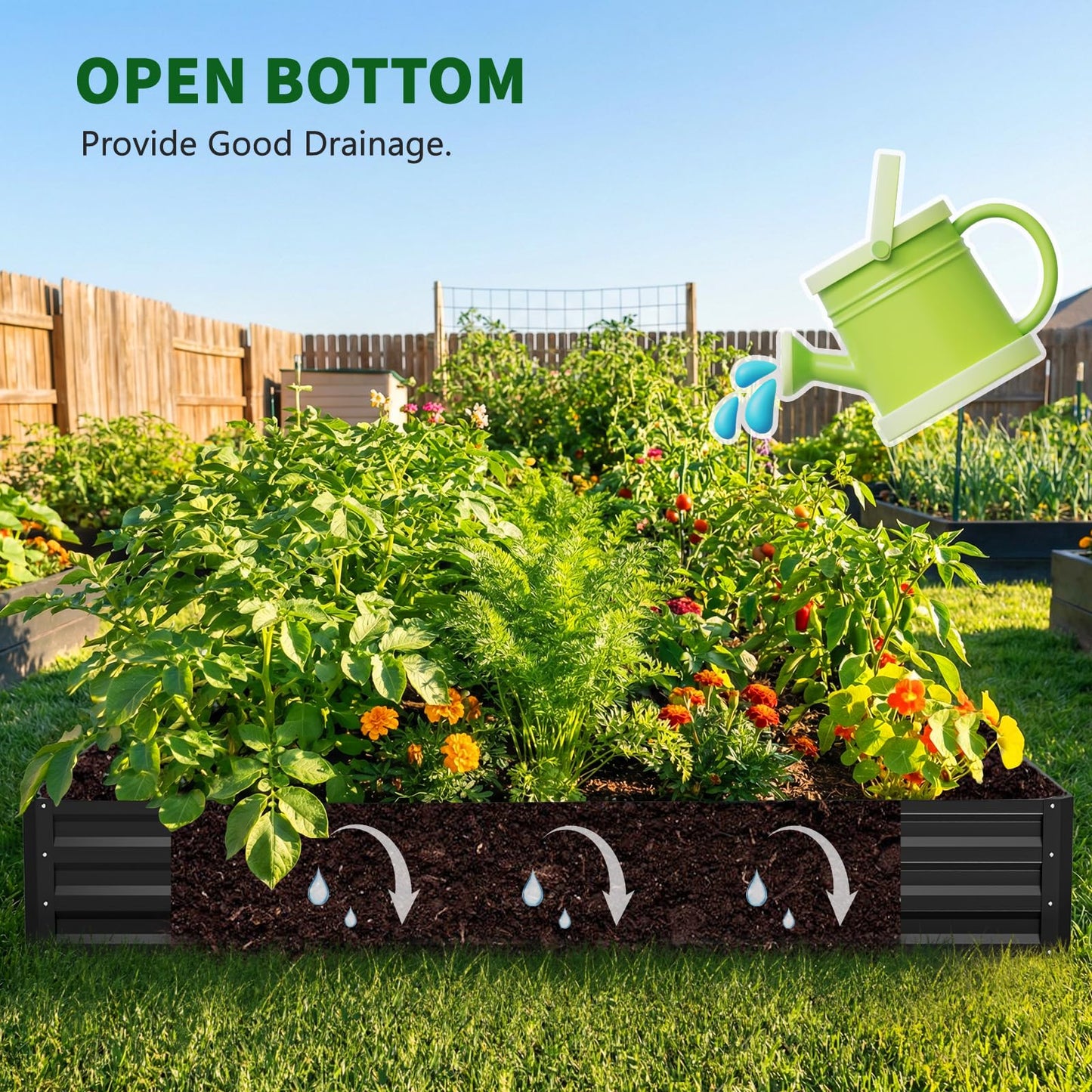 Galvanized Raised Garden Bed for Gardening Vegetables with Cover, 71"x35.4"x47.2" Outdoor Metal Planter Box Kit with Roll-Up Large Screen Windows Mini Greenhouse for Growing Vegetables Flower