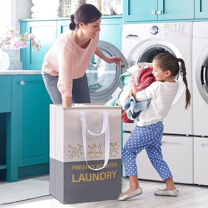 ELONG HOME 2 Pack Laundry Baskets, 92L Freestanding Laundry Basket