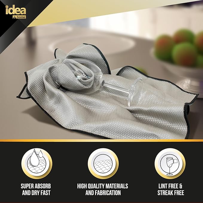 Idea Home Premium Microfiber Cleaning Cloth Ultra Absorbent Streak and Lint