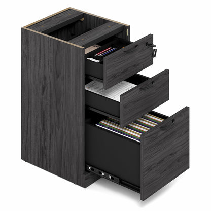 Furinno Roger 60 Inch Executive Desk with File Cabinet, Home Office Desk with 3-Drawer Fixed Pedestal Filing Cabinet, Desk Cord Grommet, for Home Office, Antique Grey