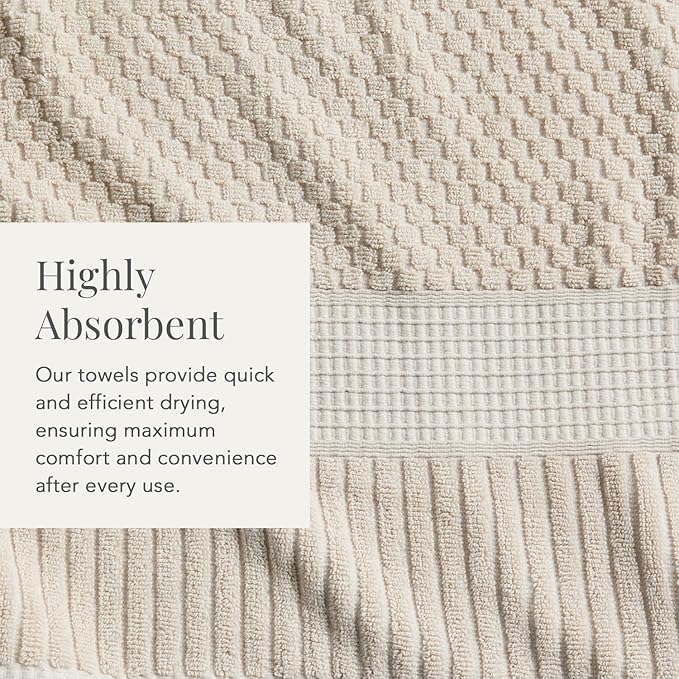 NY Loft 100% Cotton Bath Towel 4 Pack | Super Soft & Absorbent Quick-Dry Bath