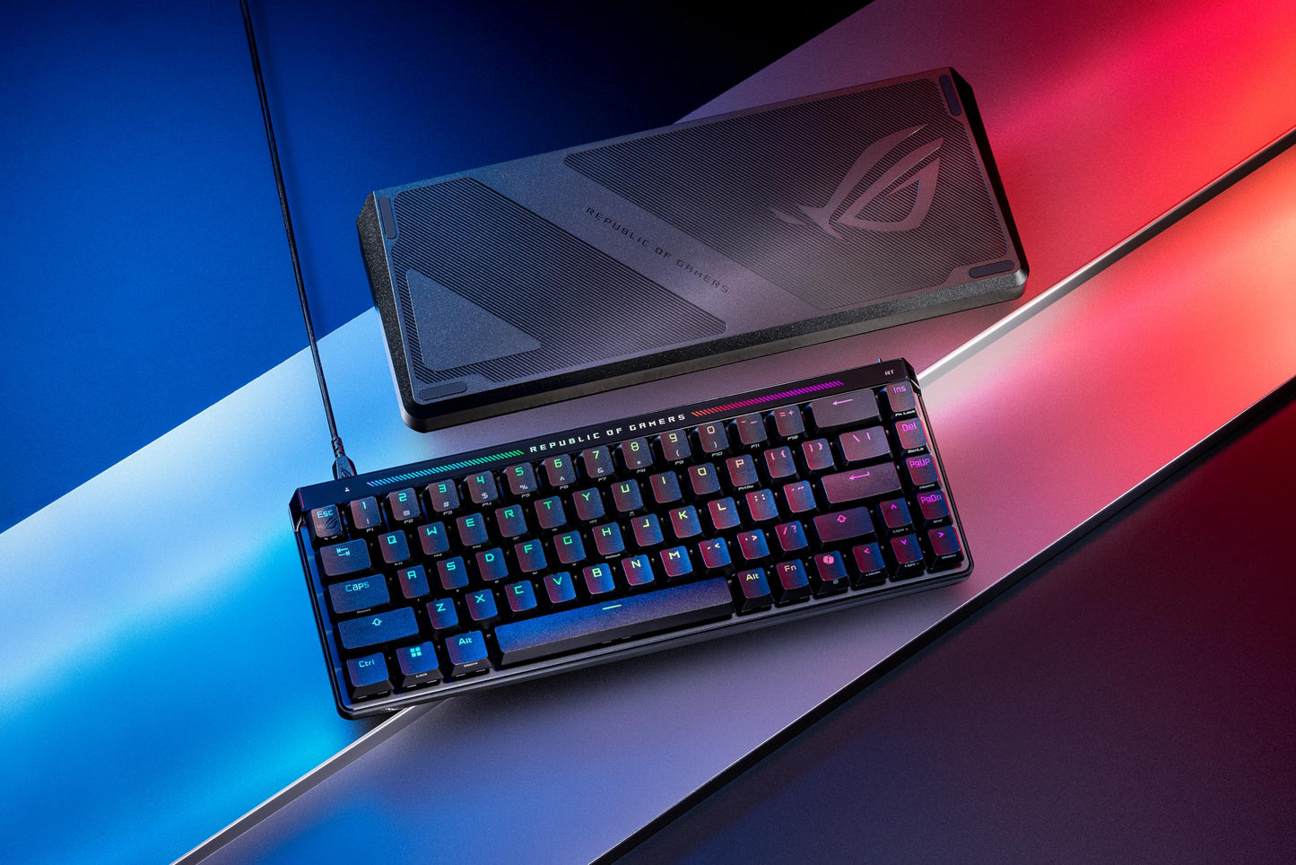 ASUS ROG Falchion RX Low Profile Wireless Gaming Keyboard – 65% Compact TKL, Tri-Mode Connectivity, ROG RX Red Optical Switches, RGB, Touch Panel, Keyboard Cover, PC/Mac Support - White