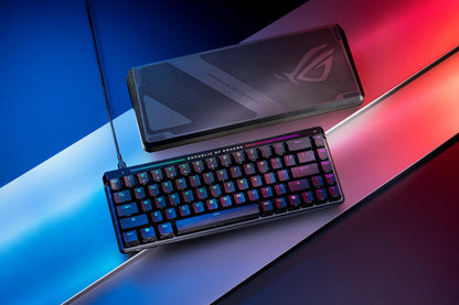 ASUS ROG Falchion RX Low Profile Wireless Gaming Keyboard – 65% Compact TKL, Tri-Mode Connectivity, ROG RX Red Optical Switches, RGB, Touch Panel, Keyboard Cover, PC/Mac Support - White