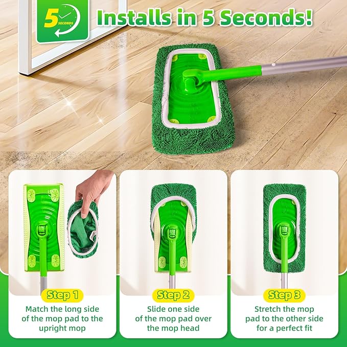 Reusable Microfiber Mop Pads Compatible