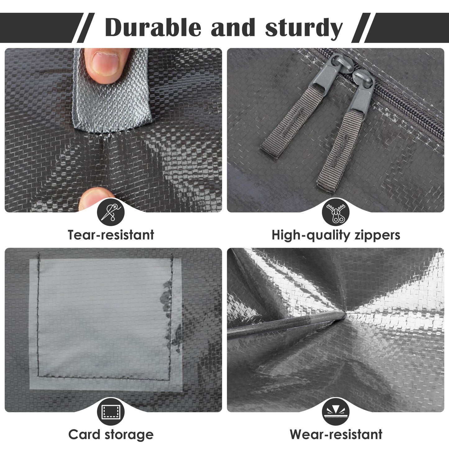 RMOHRO 6 Pack Moving Bags with Full-Open Side Zipper, Extra Large 93L Heavy Duty Waterproof Foldable Storage Totes for College Dorm, Moving & Home Organization Gray