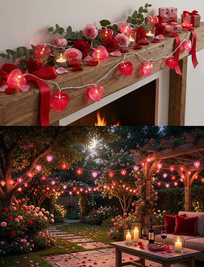 GOOTHY Heart String Lights, 8.5Ft Valentine's Day Decorations String Lights with 10 Pink and Red Heart Lights, Plug in Heart Fairy Lights for Bedroom Home Wedding Indoor Outdoor Valentine's Day Decor
