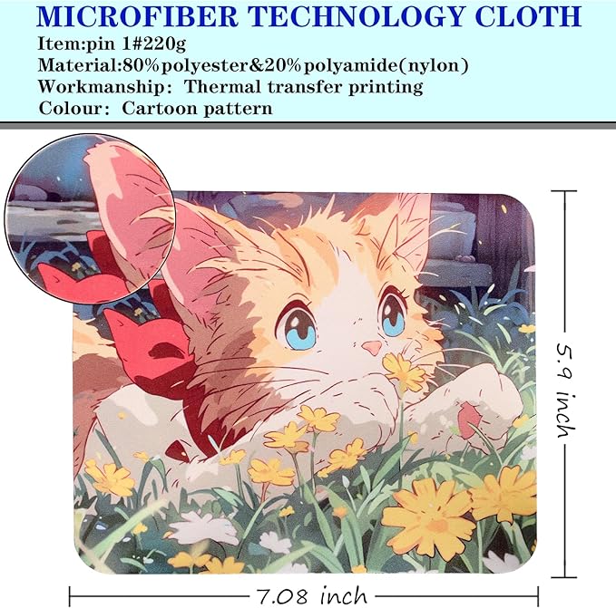 6Pcs Cute Kittys devise Premium Microfiber Cleaning Cloths,