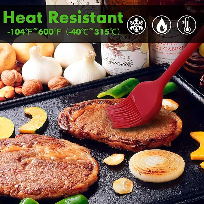 HOTEC Basting Brushes Silicone Heat Resistant Pastry Brushes Spread Oil Butter