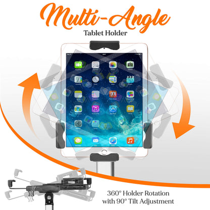 Pyle PSPADLK8 Anti-Theft Tablet Security Stand Kiosk - Table Mount Desktop Tablet Case Holder with Lock, Adjustable Clamp Arm, Internal Cable Routing, for iPad, Kindle, Samsung, Android Tablets