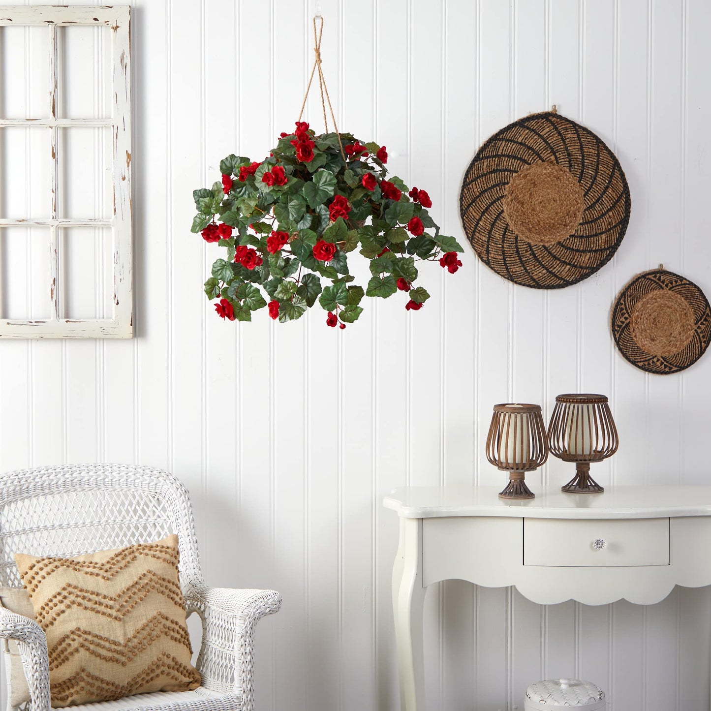 Nearly Natural Begonia Hanging Basket
