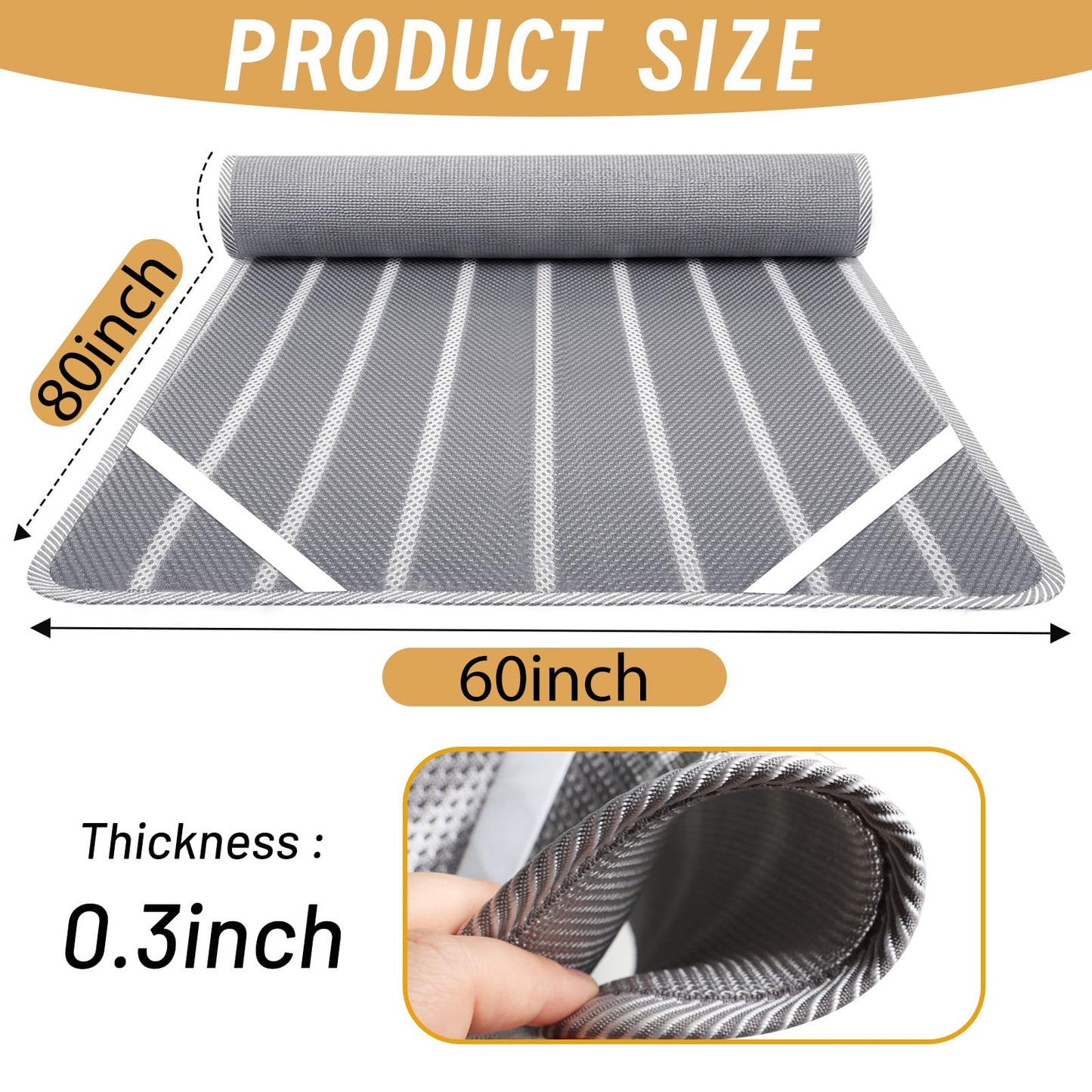 RV Mattress Underlay Moisture Barrier & RV Under Mattress Ventilation, Mattress Support Board with 4 Straps - 3D Grey Stripe Airflow Pad for Camper, Boat (60 * 80 * 0.3")