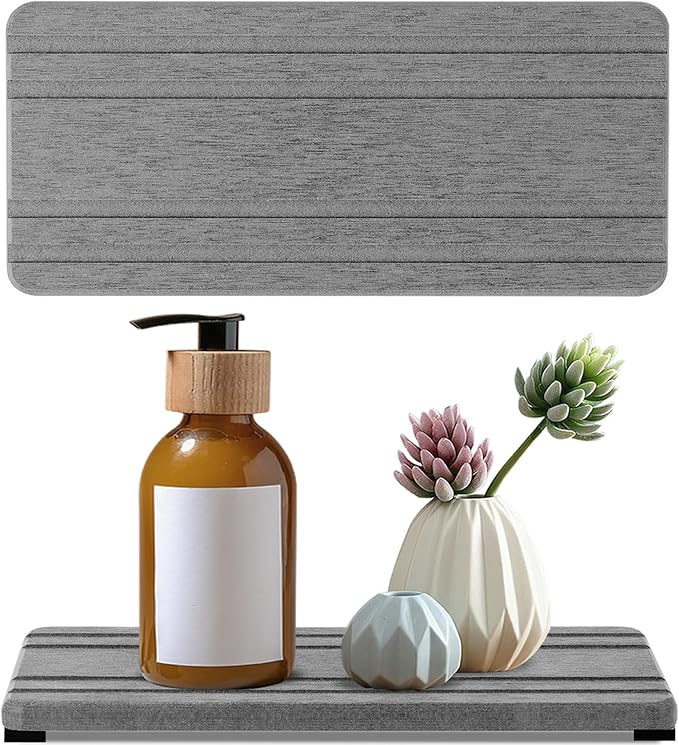 2PCS Water Absorbing Stone Tray, Quick Drying Diatomite Stone Sink Tray