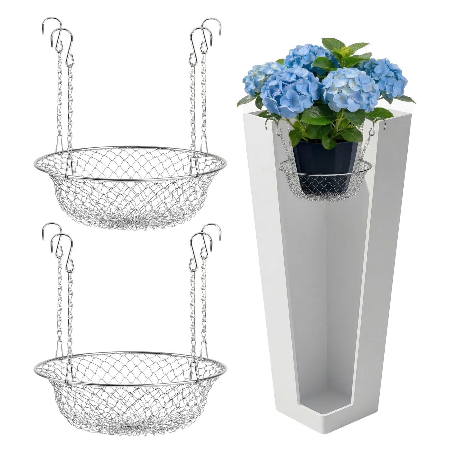 YAHSHYEN 2-Pack Adjustable Planter Insert, Heavy Duty Plant Riser for Large Pots, Drainage & Airflow Support, Fits 10-18 inch Pot