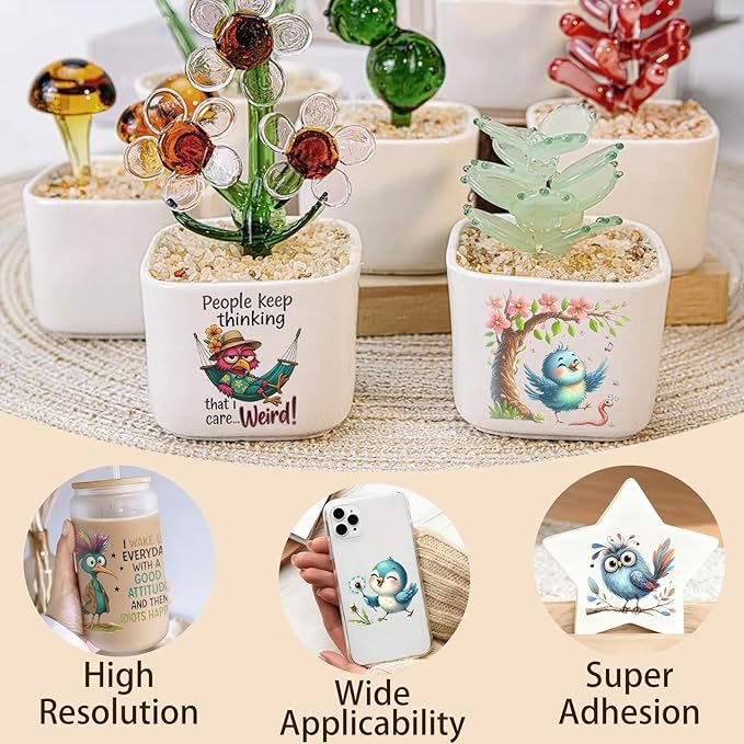 4 Sheets Rub on Transfers for Crafts, Funny owl Furniture Transfers for Wood
