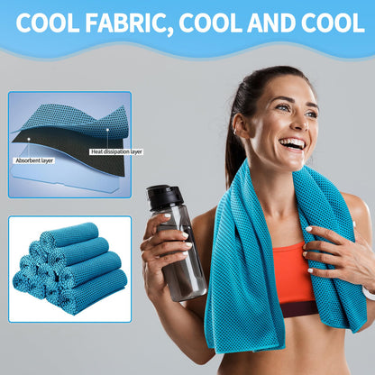 Honoson 10 Pcs Cooling Towel Bulk - Neck & Face Cool Chilly Towels Microfiber Breathable Sport Sweat Rag for Gym, Yoga, Travel, Camping, Running, Outdoor (Blue)