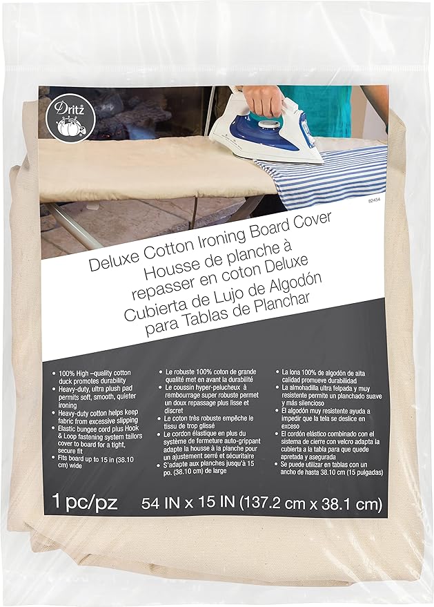 Dritz Clothing Care 82454 Deluxe Cotton Ironing Board Cover, 54 x 15-Inch