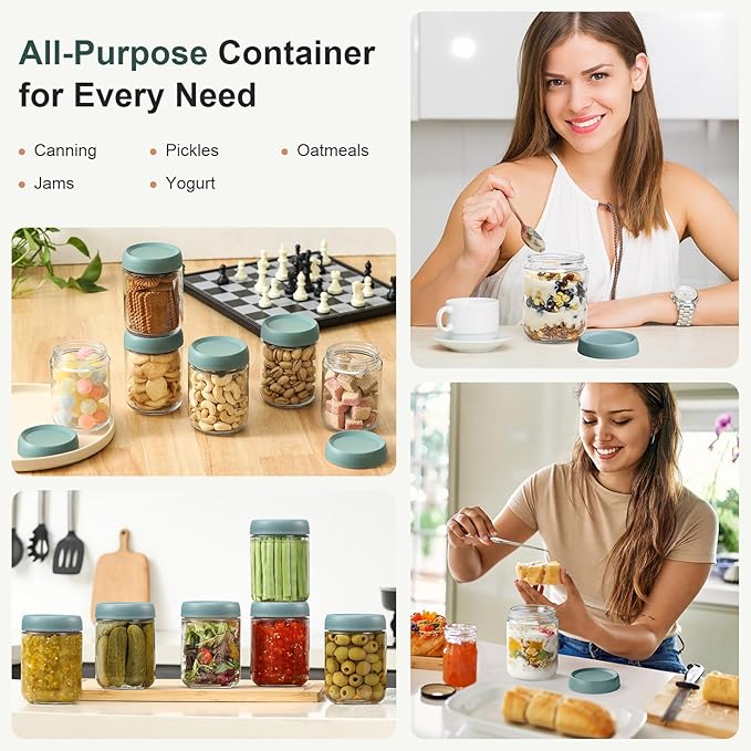 NETANY 6-pack 16oz Glass jars