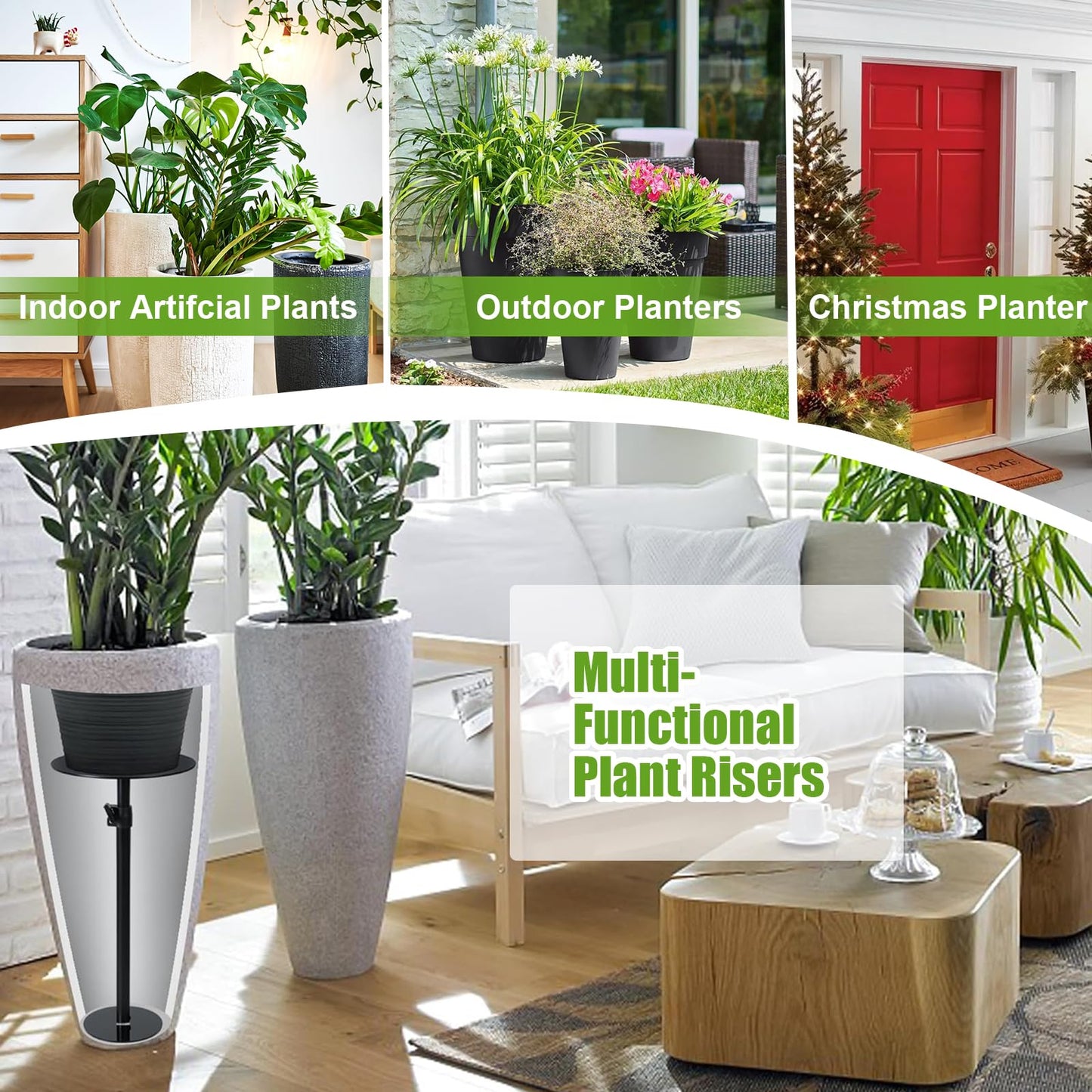 Funvalley Surperfect Adjustable Plant Riser for Inside Pots - 9.5-20.5" Lift Kit Planter Insert, Plant Lift Inserts Pot Risers for Indoor Outdoor Tall Taper Planter Container
