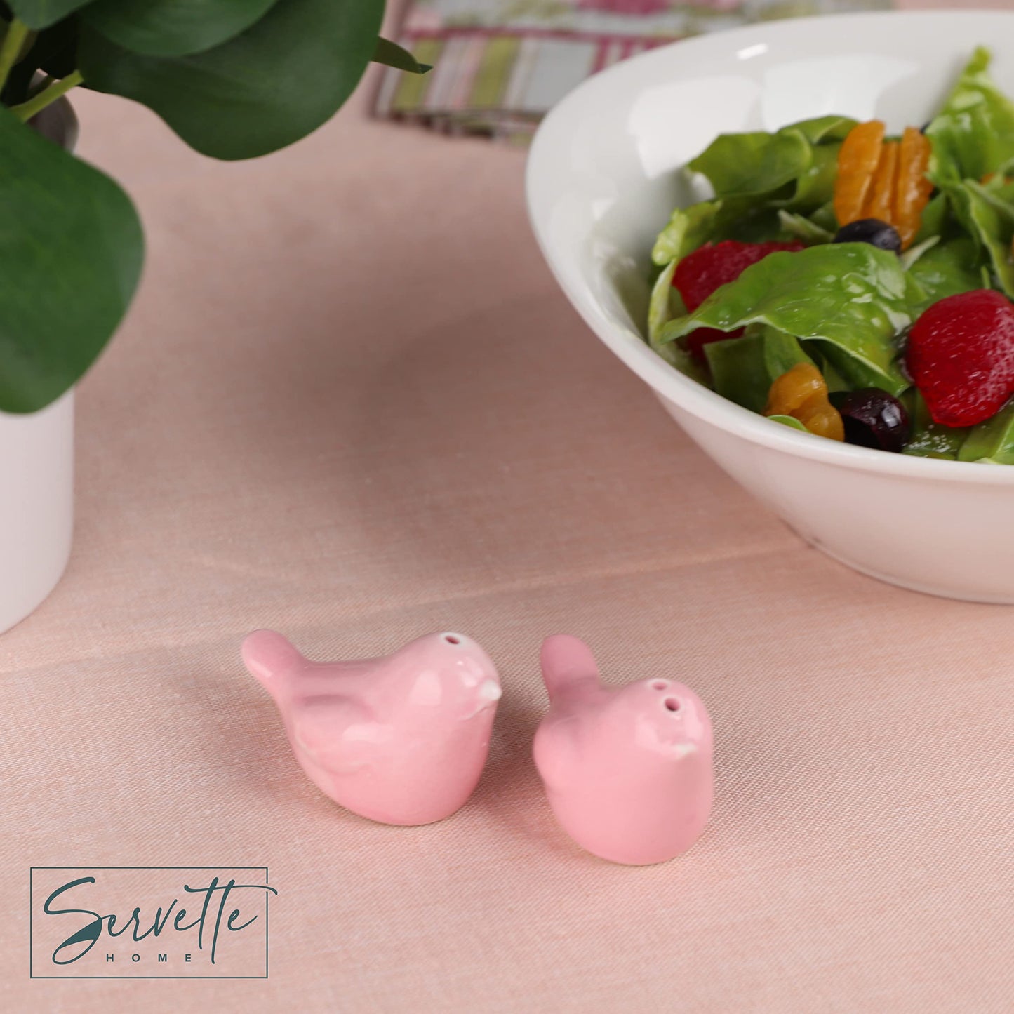 Mini ﻿Pink Lovebirds Salt and Pepper Shakers