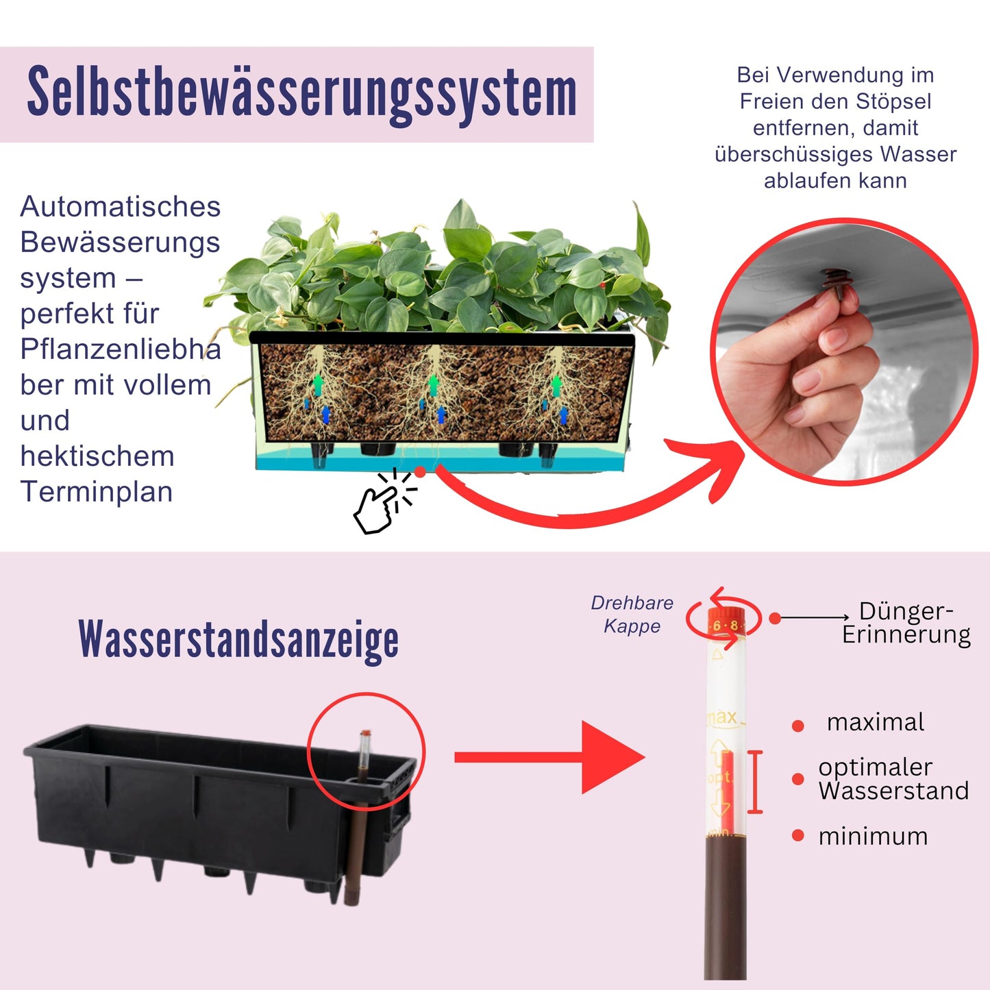 LaLaGreen Planter Boxes Outdoor (40 Inch, 1 Pack) Large Rectangular Self Watering System, Black Window Flower Boxes with Bracket Vertical Plant Container Wall Mount Indoor Succulent Herb Garden Home