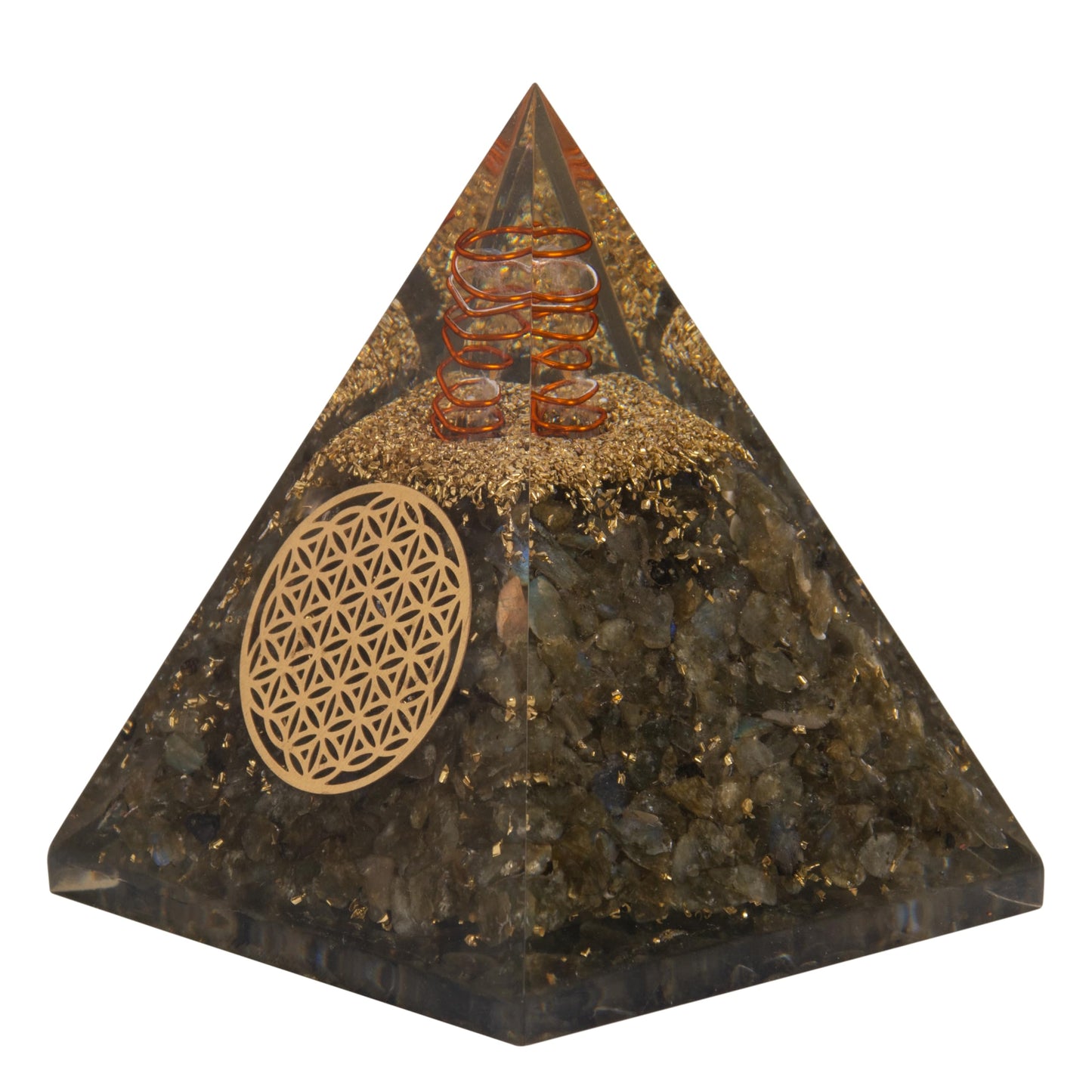 Agate Mart Labradorite Orgonite Pyramids with Black Tourmaline Pendant - Harmonizing Energy and Healing Enhancement
