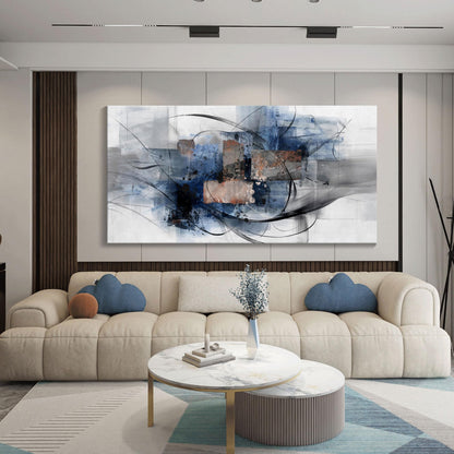 Mofutinpo Black and Blue Abstract Wall Art: Large, Modern Canvas Wall Art for Living Room, Bedroom, Office Decorations - Blue, Grey, Black and White Wall Decor Paintings & Pictures 20×40