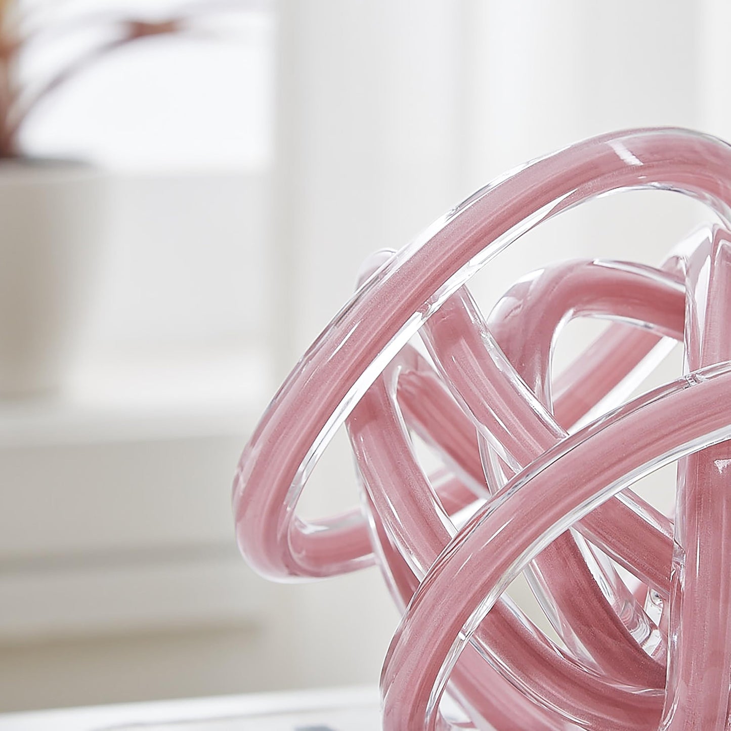 Nox Modern Glass Knot Loop Abstract Tabletop Sculpture