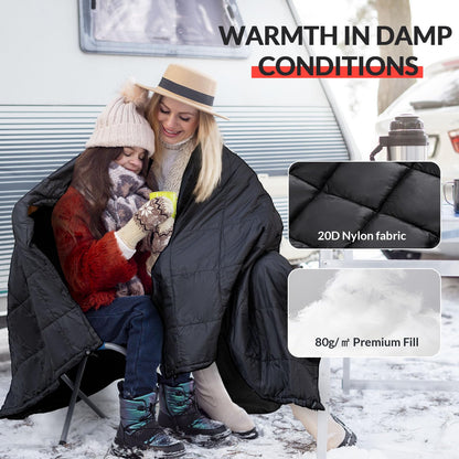 Thallike 3 Person Outdoor Camping Chair & Warm Oversized Camping Blanket with Hood