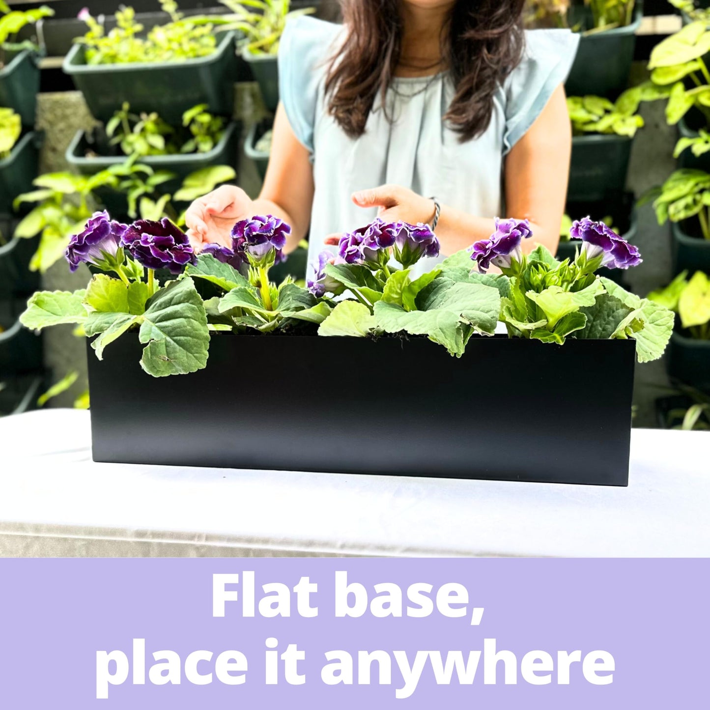 LaLaGreen Wall Planters (36 Inch, 2 Pack) Carbon Steel Black Metal Hanging Flower Pot for Succulents, Wall Mount Rectangular Long Window Sill Box Balcony Fence Floating Garden Shelf for Outdoor Decor