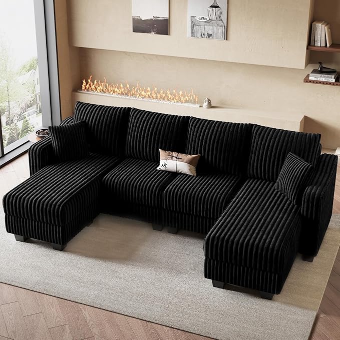 Belffin U Shaped Couch with Reversible Chaises Sectional Couches