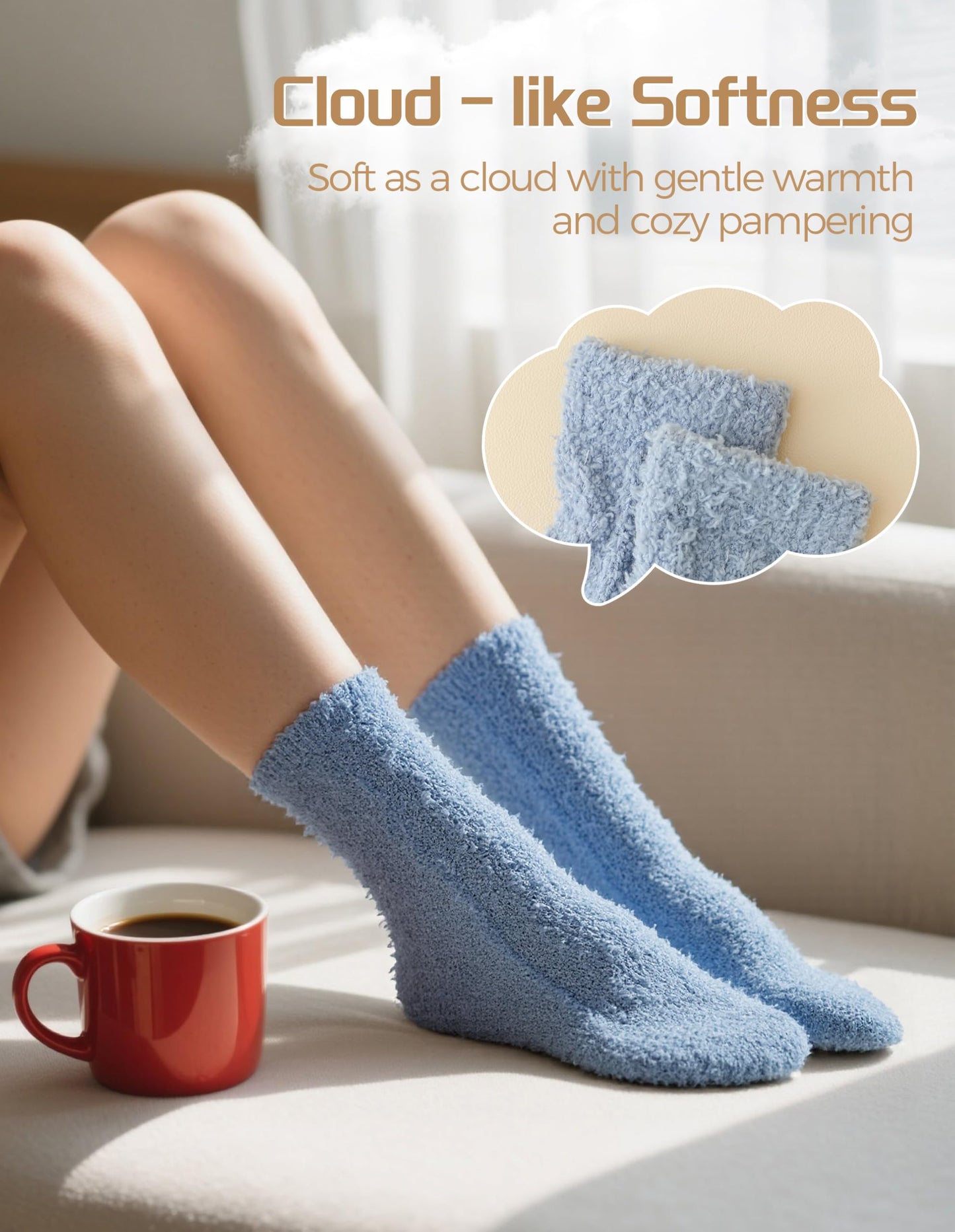 TEHOOK Warm & Cozy Valentines Gifts for Women, Fluffy Fuzzy Plush Sleeping Slipper Socks - Soft Warm Fabric