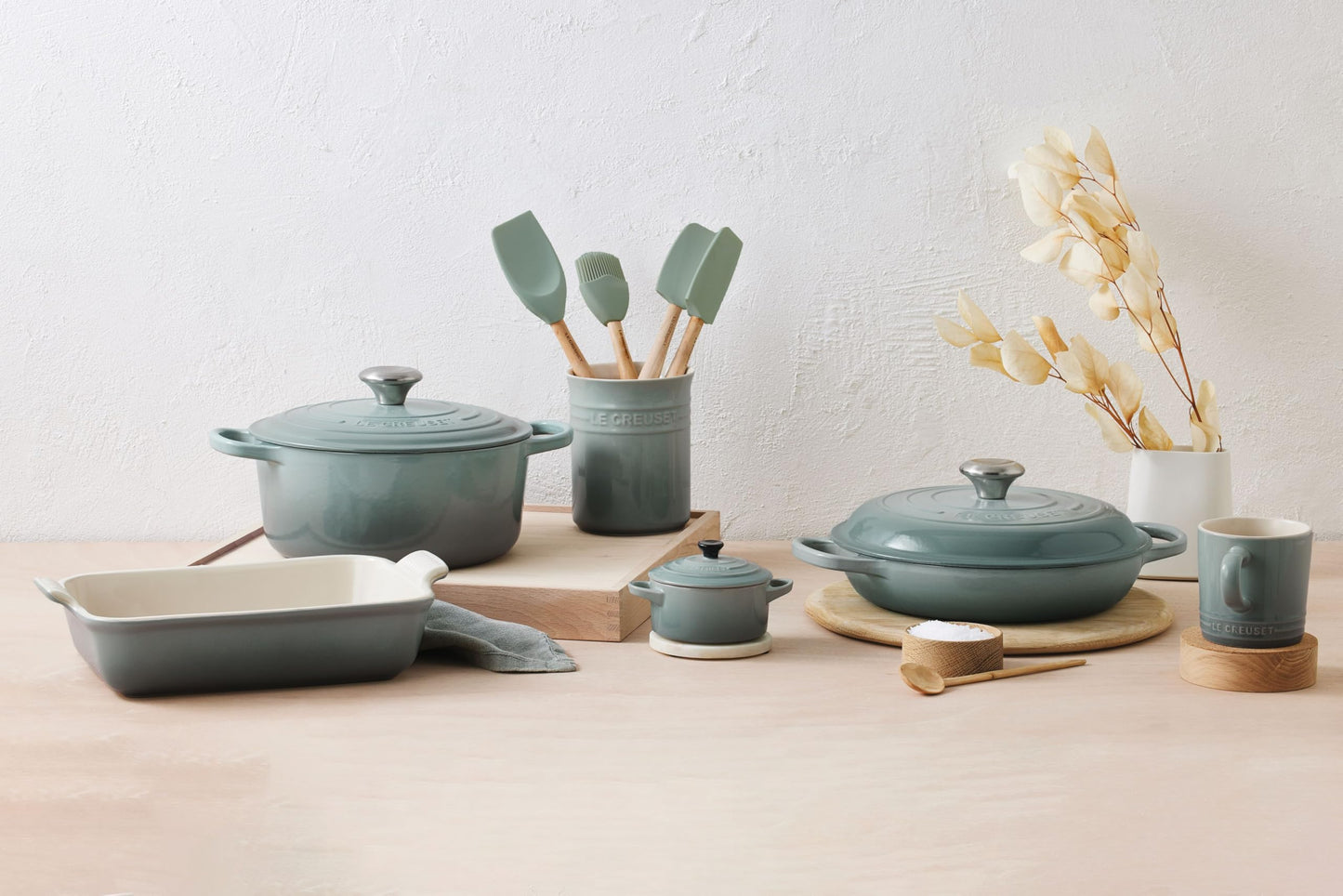 Le Creuset Silicone Craft Series Utensil Set with Stoneware Crock, 5 pc., Sea Salt