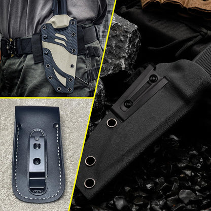 2-Pack Knife Sheath Belt Clip Holster Tactical Belt Buckle Kydex Belt Clip Universal Utility EDC Clip Camping Mag Pouches Sheath Tool with Screws for Holsters, Kydex Sheath, Metal Knife Clip