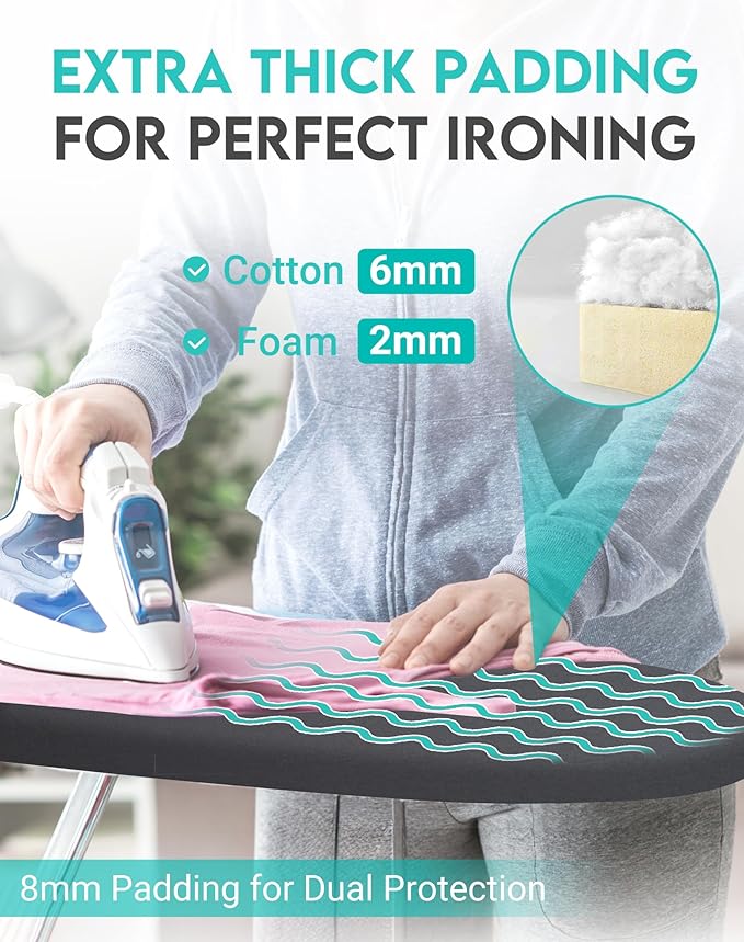 2025 Reinforced Ironing Board Cover and Pad, 15x54 Standard Size, Extra Thick