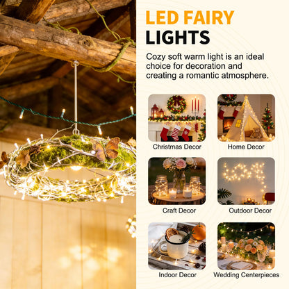 LUMLLSAJI 500 LED Fairy Lights 164 ft LED Twinkle Lights 8 Modes Plug-in with Memory Function Green Christmas String Light for Bedroom Xmas Tree Wreath Patio Party Spring Outdoor Decor