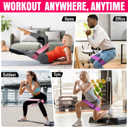 Fabric Resistance Bands for Working Out - Exercise Bands for Women and Men, Booty Bands for Legs and Butt, Yoga, Pilates, Rehab, Fitness and Home Workout