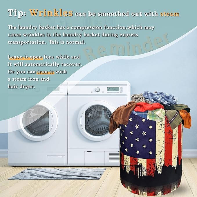 American Flag Laundry Hamper Colorful Retro Flag Laundry Basket