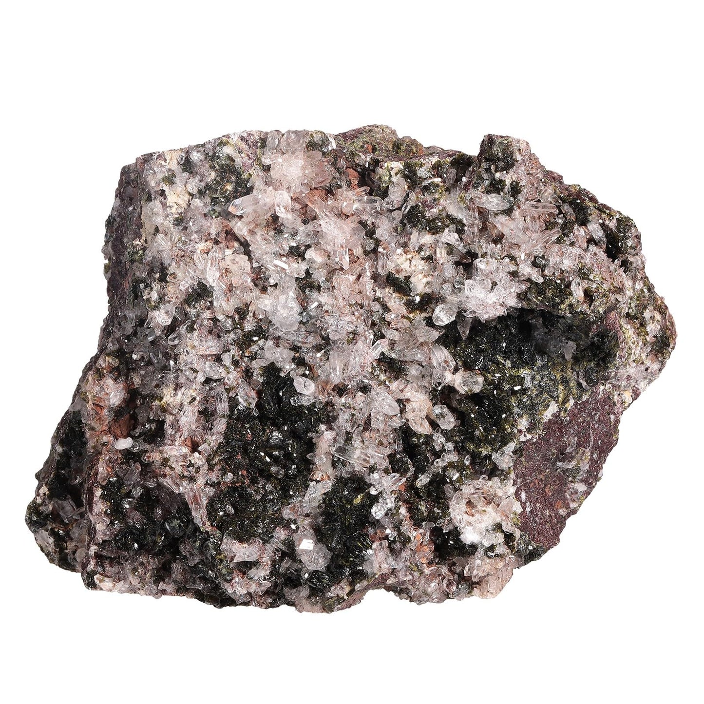 SUNYIK Natural Epidote Stone Geode Cluster, Rough Raw Crystal Rocks Mineral Specimen for Reiki Healing Home Decoration, 500-599g