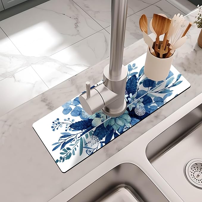 Kitchen Sink Splash Guard Faucet Mat -1 PC Super Absorbent Fast Drying Mat Sink