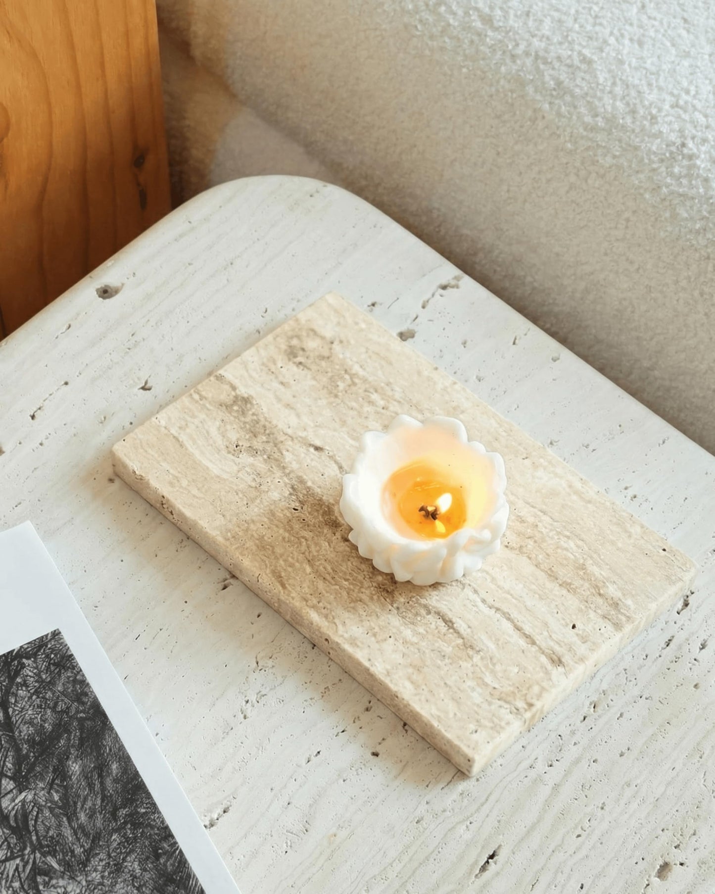 Astavostone Travertine Tray, Cream White Natural Stone Decor Tray for Bathroom Vanity Rectangle Stone Board for Jewelry, Keys, Perfume Coffee Table Organizer