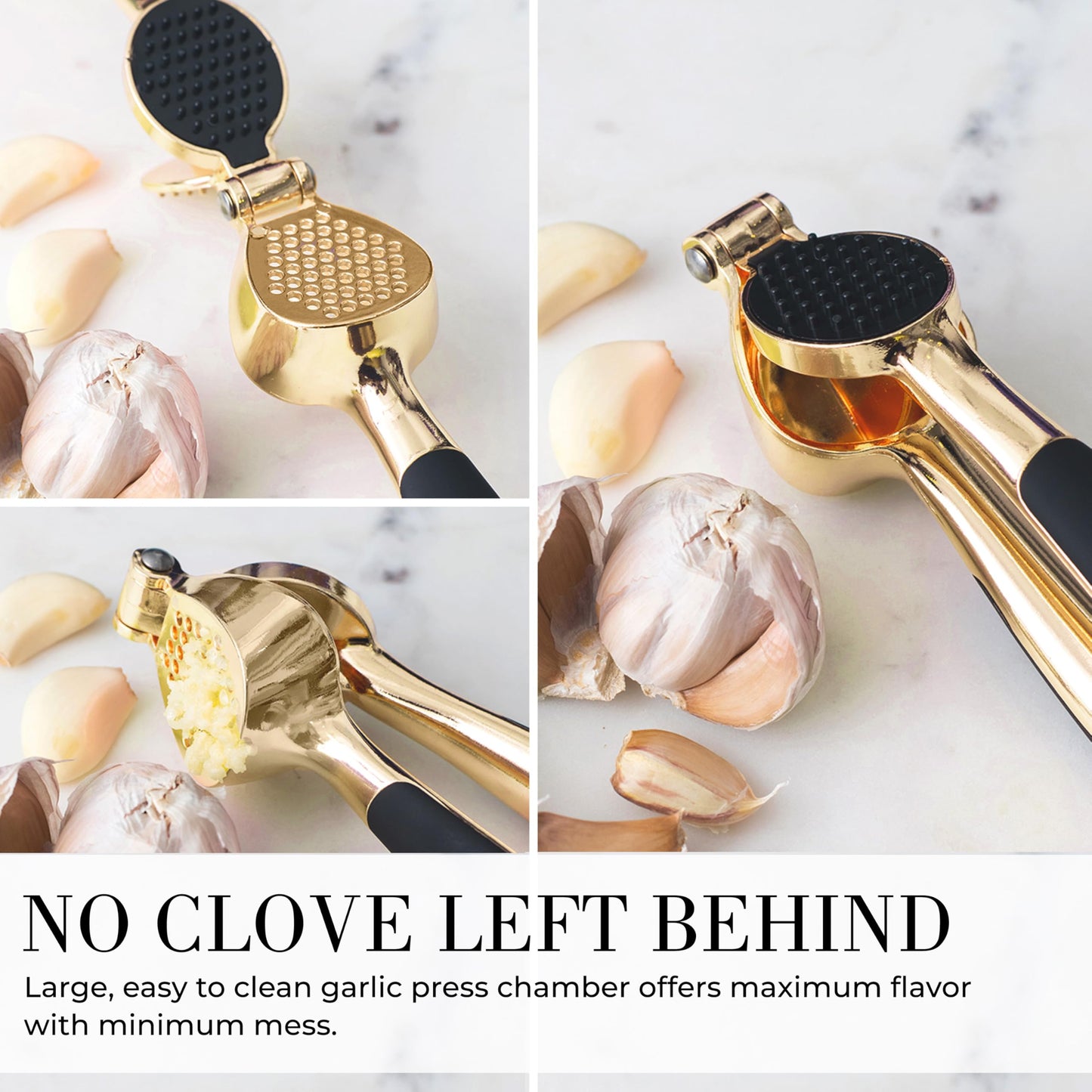 White & Gold Cooking Utensils Set - Luxe 8-Piece Kitchen Gadget Set Includes Can Opener, Tongs and Garlic Press - Stylish White and Gold Kitchen Accessories for Modern Kitchens, Ideal for Gifting