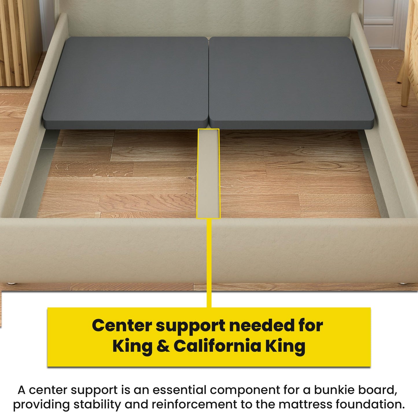 Continental Mattress, 1.5-Inch Split Bunkie Board for Mattress/Bed Support - Fully Assembled, Improved Comfort and Support, Queen(Fold), Grey