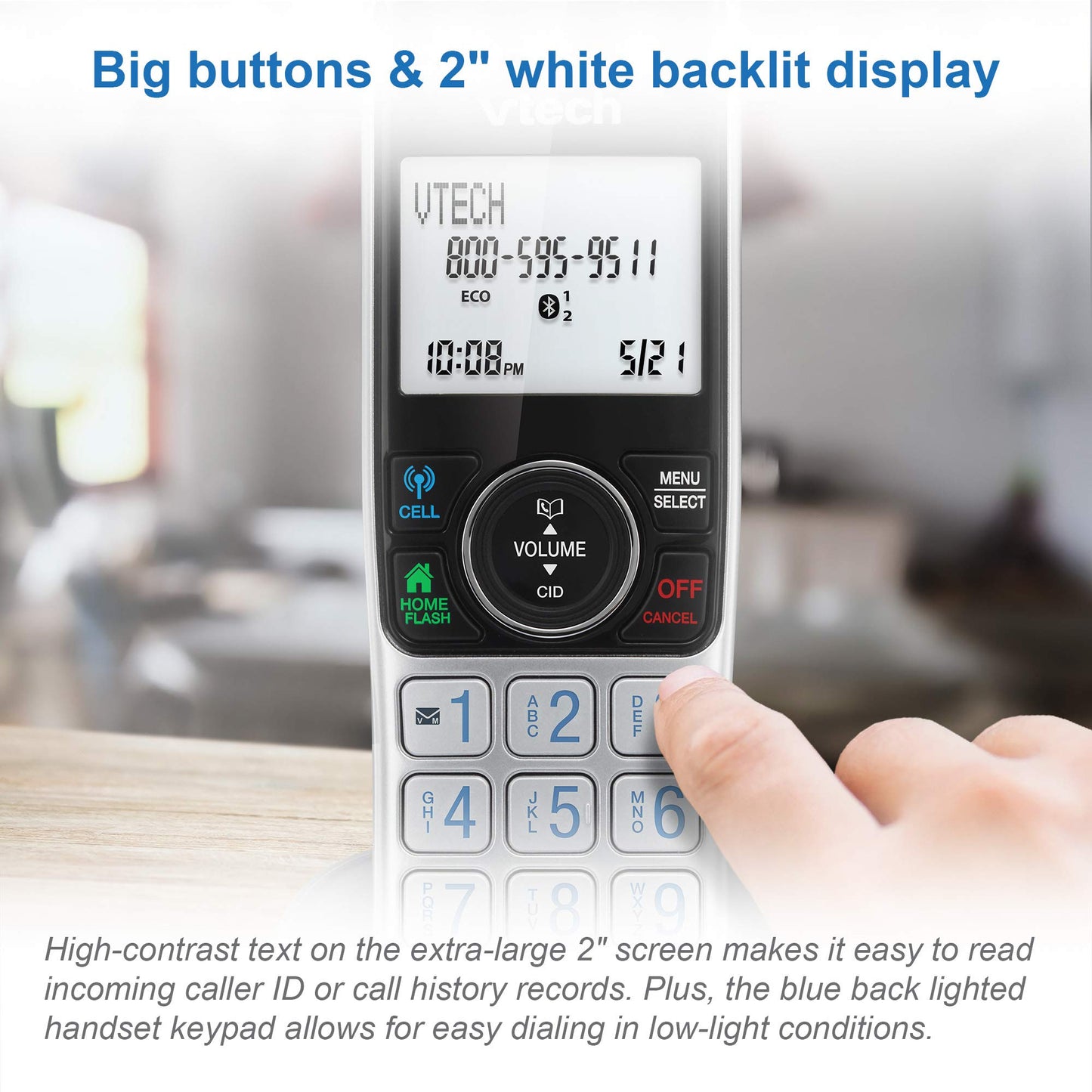 VTech VS112-4 Bluetooth 4 Handset Cordless Phone for Home with Answering Machine, Call Blocking, Caller ID, Intercom and Connect to Cell