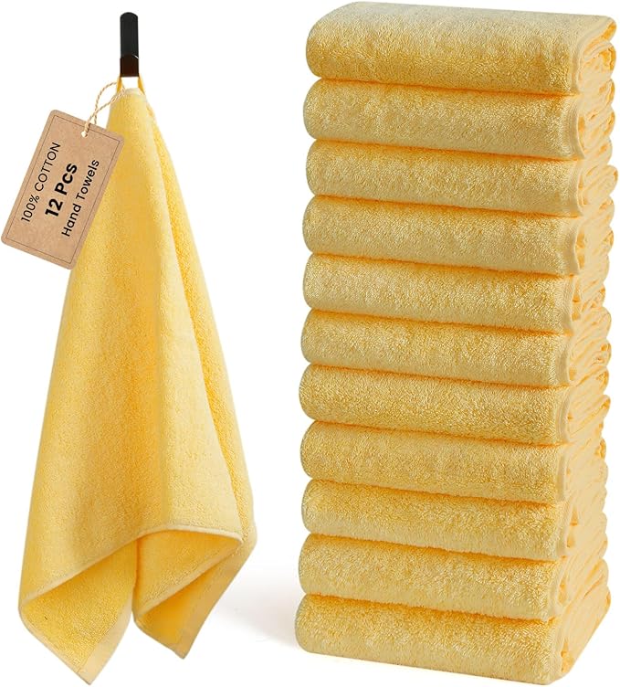 SEMAXE 12 Pack Hand Towels for Bathroom, 100% Cotton Towels